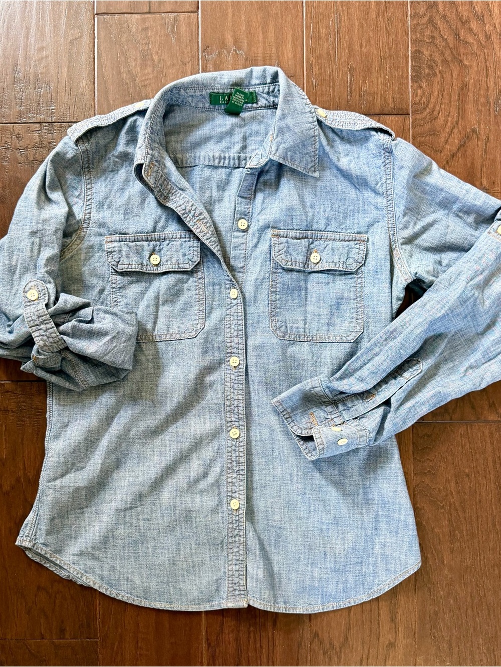 Ralph Lauren Light Blue Chambray Button-Front Shirt - Picture 2 of 2